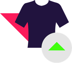 A shirt icon symbolising team selection in Fantasy Premier League. The icon features a navy blue shirt with a green triangle and red background, illustrating the process of picking FPL players for your fantasy team.