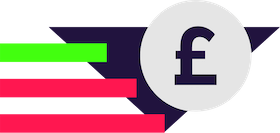 An icon with a currency symbol and bar chart representing the financial aspect of Fantasy Premier League. The chart has green and red bars, and a grey circle with a pound symbol, indicating budget management and player value in fantasy football.